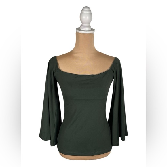 Susana Monaco Green Puffy Long-sleeve Blouse Small - Picture 1 of 10